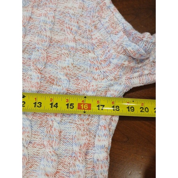 NEW J.CREW Factory Pullover Cableknit Sweater Red White Blue Americana Medium - Picture 11 of 15